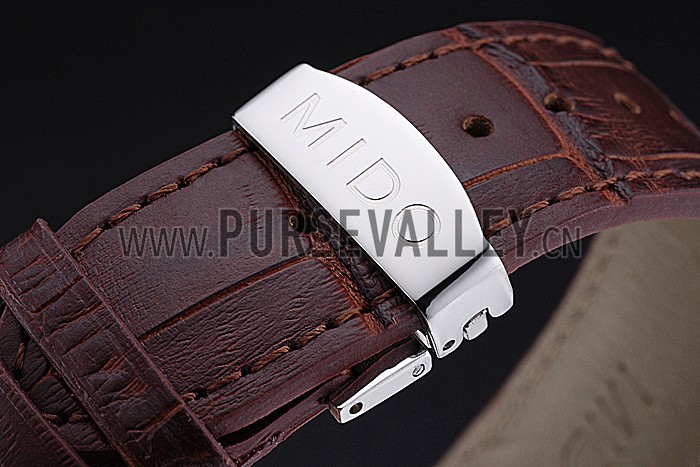 Mido Multifort Cronograph All White & Black Dial Brown Leather Strap 622183