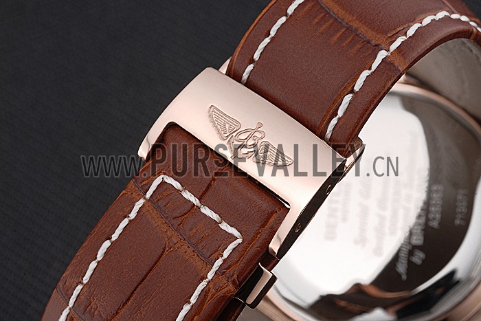 Breitling Bentley Motors Speed Gold Case White Dial Brown Leather Bracelet 622233