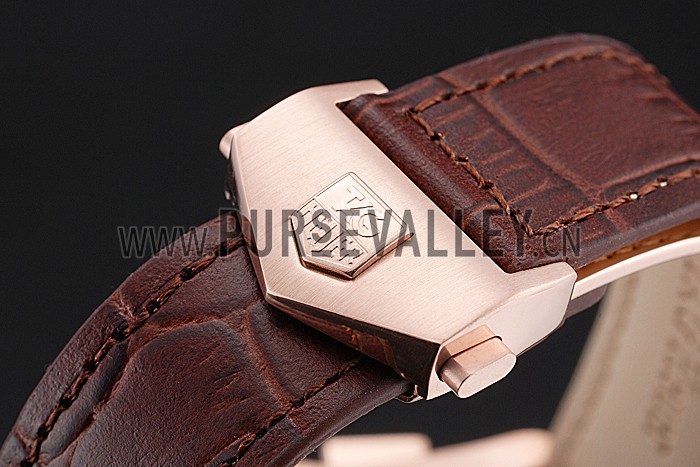 Tag Heuer Carrera Rose Gold Case White Dial Brown Leather Strap 98244