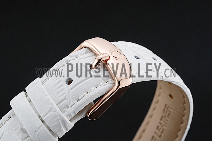 Omega Speedmaster Chronograph White Dial Gold Diamond Case White Leather Bracelet 622455