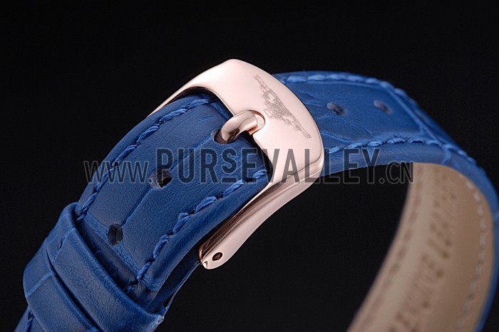 Longines La Grande Classique Blue Round Dial Diamond Case Diamond Numerals Blue Leather Band 622386