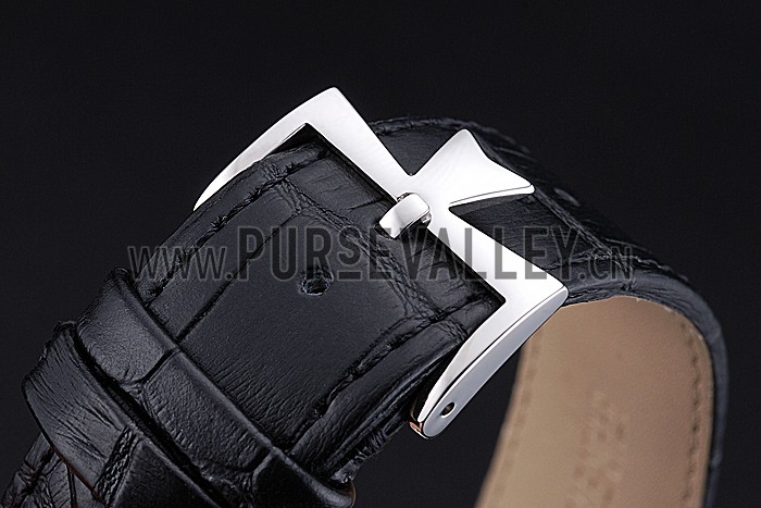 Vacheron Constantin Patrimony Contemporary Silver Case Black Dial Black Leather Strap 622306