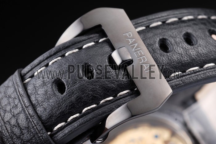 Panerai Luminor Black Ionized Stainless Steel Case Black Dial Black Leather Strap 98162