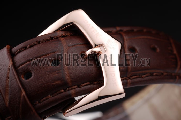 Patek Philippe Geneve Calatrava Crystal Studded Hour Marker White Dial Brown Leather Strap