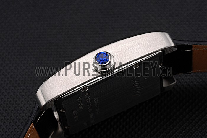 Cartier Tank MC White Dial Stainless Steel Case Black Leather Strap 622576