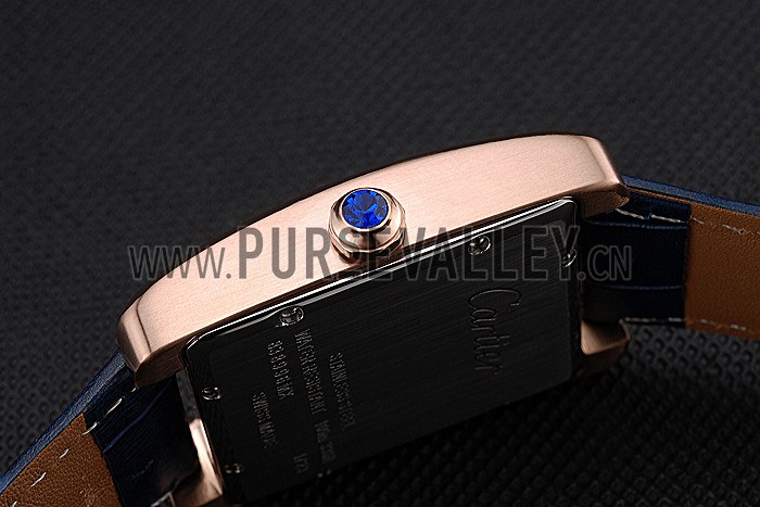 Cartier Tank MC White Dial Gold Case Blue Leather Strap 622577
