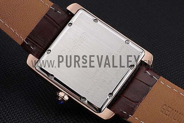 Cartier Tank MC White Dial Gold Case Brown Leather Strap 622578