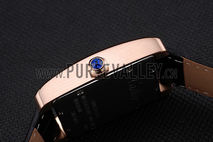 Cartier Tank MC Brown Dial Gold Case Black Leather Strap 622581