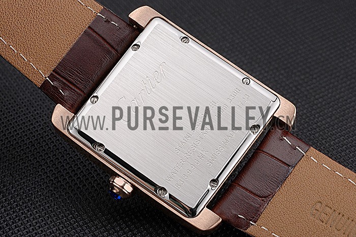 Cartier Tank MC Brown Dial Gold Case Brown Leather Strap 622583
