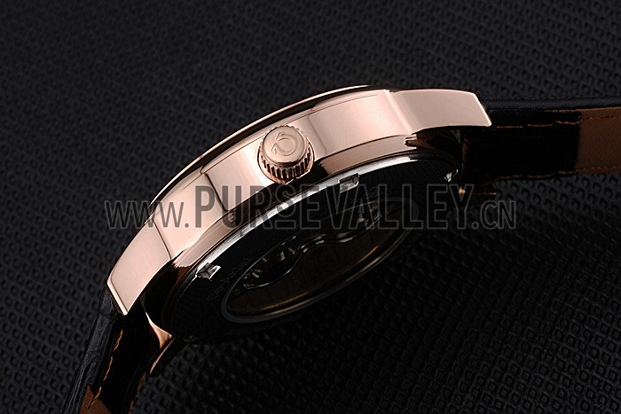 Omega DeVille Prestige Small Seconds Black Dial Gold Case Black Leather Bracelet 622602
