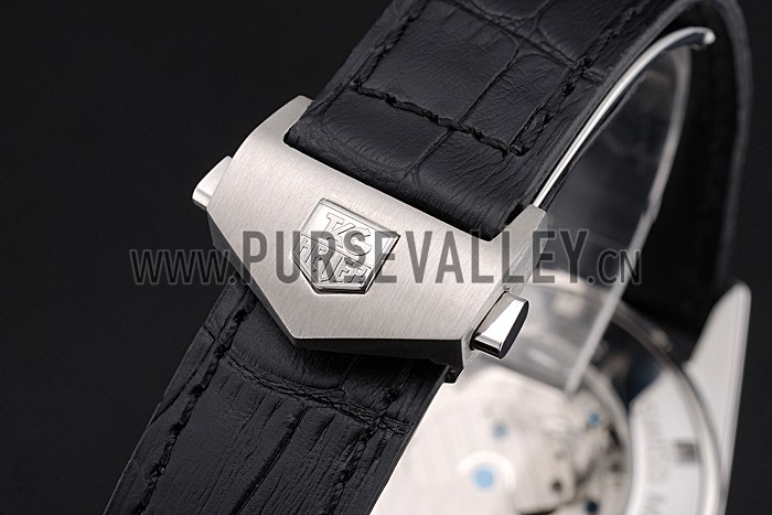 Tag Heuer Carerra Calibre 6 Black Dial Stainless Steel Bezel Black Leather Band 622162