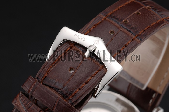 Patek Philippe Grand Complications Stainless Steel Case White Dial Brown Leather Bracelet 622260