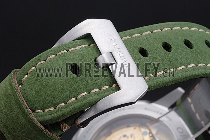 Panerai Luminor GMT Stainless Steel Bezel Green Leather Bracelet 622318