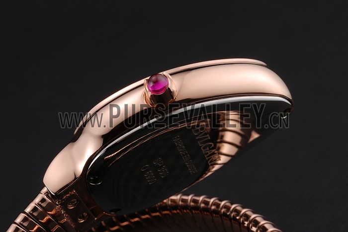 Bvlgari Serpenti 23mm Black Dial Rose Gold Case With Diamonds Rose Gold Bracelet