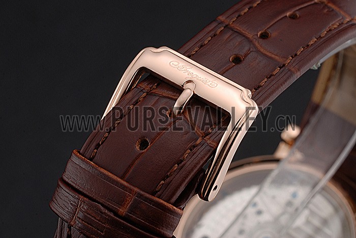 Breguet Duo Tourbillon Gold Case Beige Dial Brown Leather Bracelet 622625