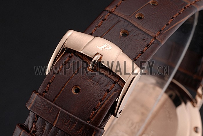 Piaget Altiplano Diamond Gold Case White Dial Brown Leather Bracelet 622627