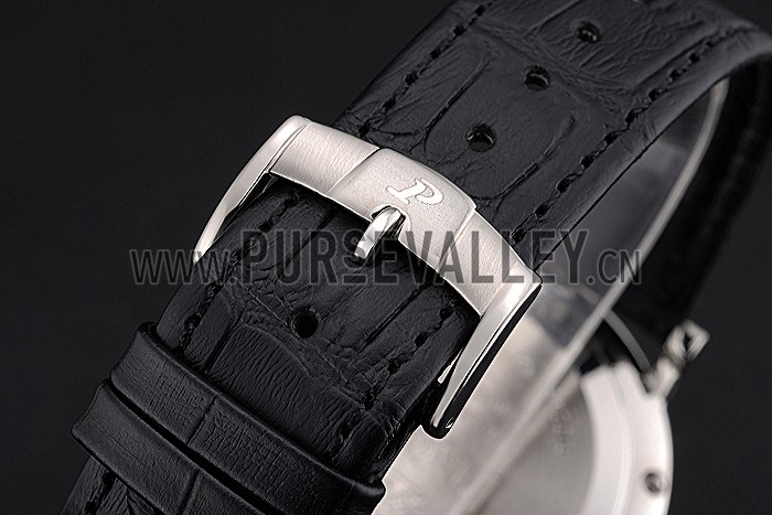 Piaget Altiplano Silver Case Black Dial Black Leather Bracelet 622629