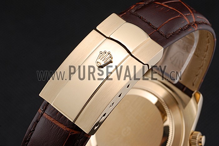 Rolex Cosmograph Daytona Gold Case White Dial Brown Leather Bracelet 622633