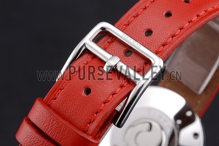Hermes Classic MOP Dial Red Leather Strap