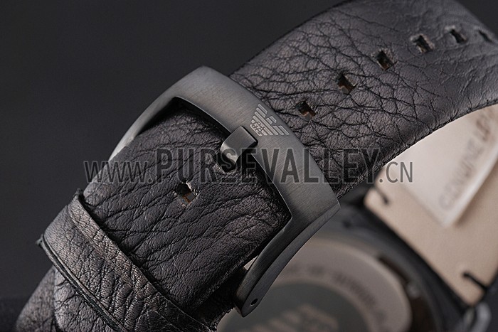 Emporio Armani Classic Chronograph Black Dial Black Leather Bracelet 622340