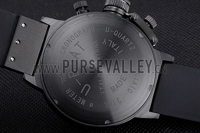 U-Boat Flightdeck Black Dial Black Steel Case Black Rubber Bracelet 622713