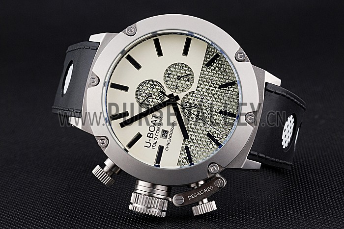 U-Boat Italo Fontana White Dial Stainless Steel Case Black Leather Bracelet 622715