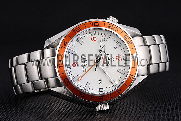 Omega Seamaster GMT White Dial Orange Bezel Stainless Steel Case 622718