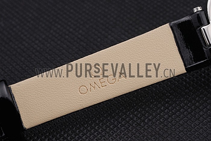 Omega Ladies Watch White Dial Stainless Steel Case Black Leather Strap 622818