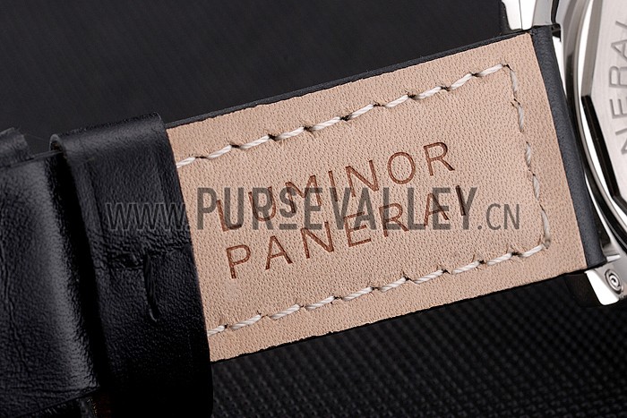 Panerai Luminor Marina Date Black Hobnail Pattern Dial Stainless Steel Case Black Leather Strap