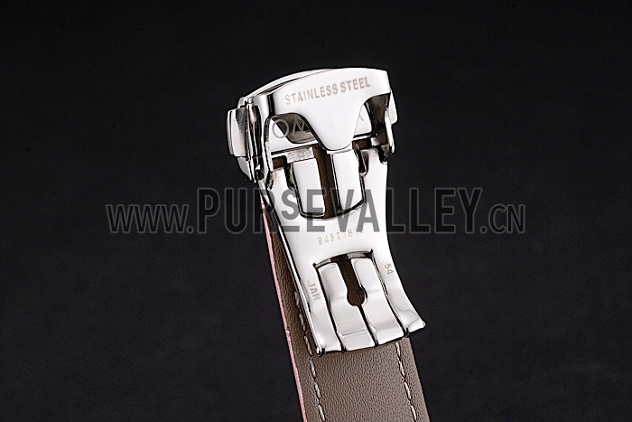 Omega DeVille Prestige Co-Axial Diamond Silver Case Mother-Of-Pearl Dial Pink Leather Strap