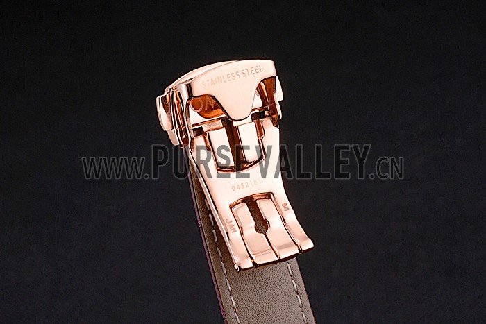 Omega DeVille Prestige Co-Axial Diamond Gold Case Mother-Of-Pearl Dial Purple Leather Strap