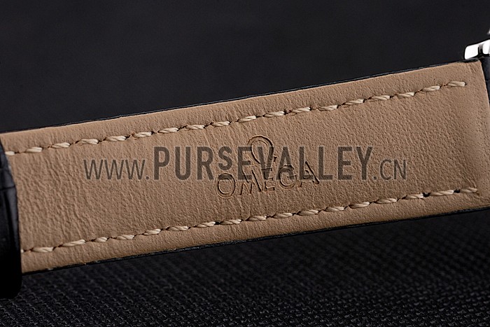 Omega De Ville Prestige Small Seconds White Dial Blue Numerals Stainless Steel Case Black Leather Strap