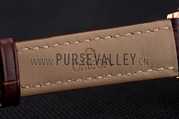 Omega De Ville Prestige Ladies White Dial Rose Gold Case Brown Leather Strap