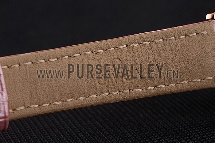 Omega De Ville Prestige Small Seconds White Dial Diamond Bezel Rose Gold Case Pink Leather Strap