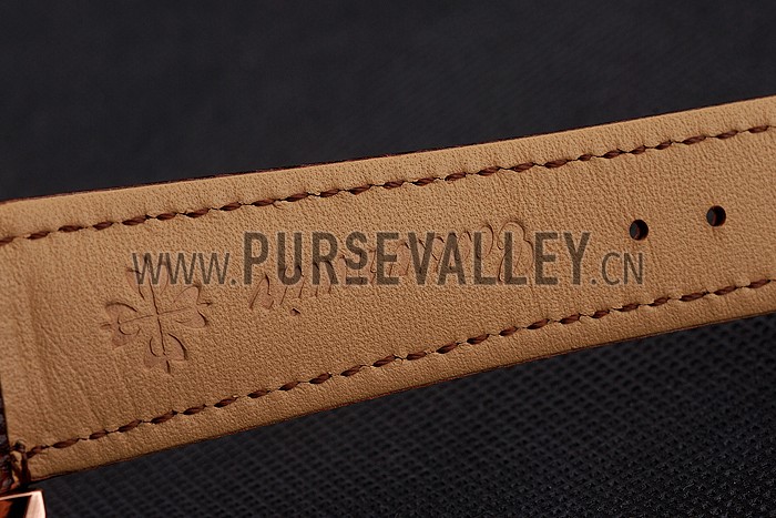 Patek Philippe Chronograph White Dial Rose Gold Case Brown Leather Strap