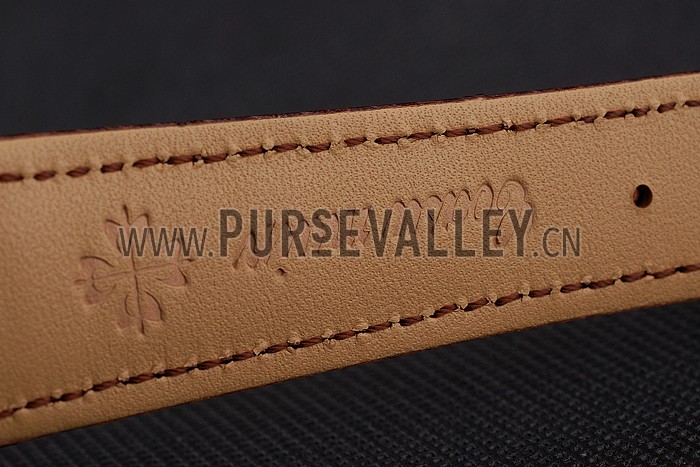 Patek Philippe Chronograph White Dial Blue Hands Stainless Steel Case Brown Leather Strap