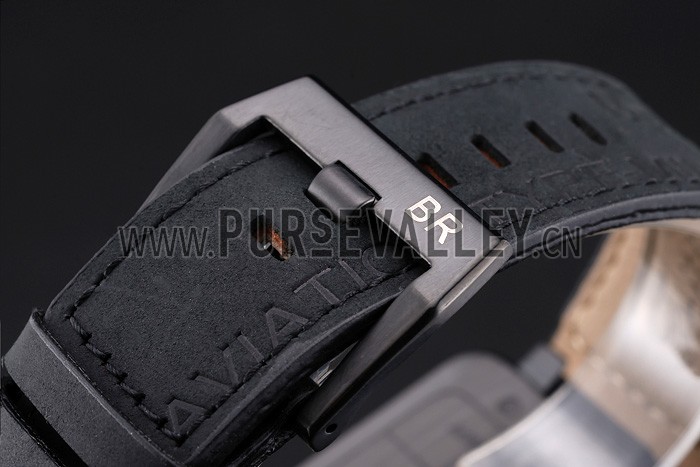 Bell and Ross BR 03-94 Black Dial White Numerals Silver Case Brown Leather Strap