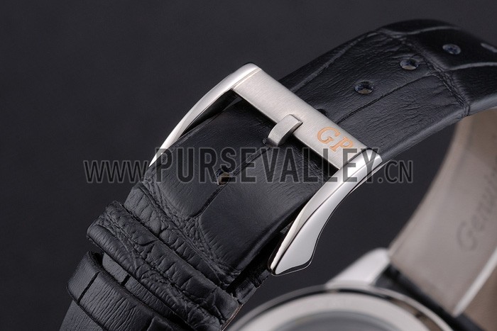 Swiss Girard-Perregaux 1966 Automatic White Dial Silver Diamond Case Black Leather Strap