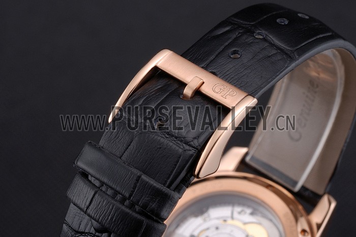Swiss Girard-Perregaux 1966 White Dial Gold Diamond Case Black Leather Strap