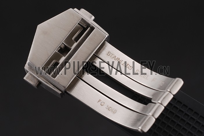 Swiss Tag Heuer Aquaracer Calibre 5 Black Dial Gold Bezel Stainless Steel Case Black Rubber Strap