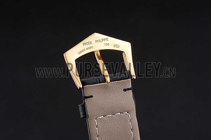 Patek Philippe Calatrava Black Dial Gold Case Black Leather Strap 622845