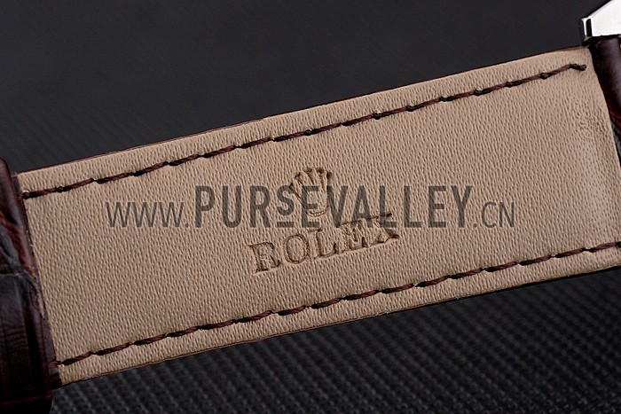 Rolex Cellini White Dial Stainless Steel Case Brown Leather Strap 622839