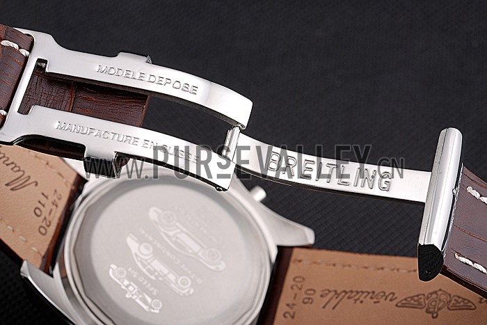 Breitling Bentley Mulliner Tourbillon White Dial Stainless Steel Case Brown Leather Strap 622729