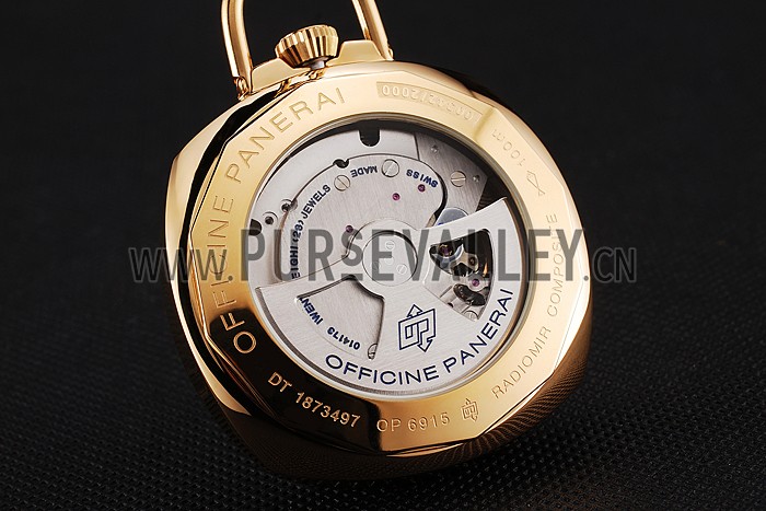 Swiss Panerai Radiomir Pocket Watch Black California Dial Gold Case And Chain 1453739