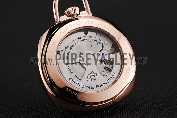 Swiss Panerai Radiomir Pocket Watch Black Dial Rose Gold Case And Chain 1453740