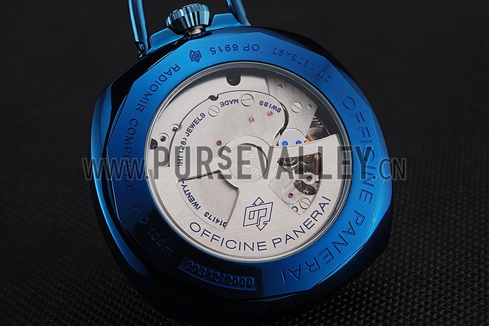 Swiss Panerai Radiomir Pocket Watch Blue Dial Blue Plated Case Stainless Steel Chain 1453741
