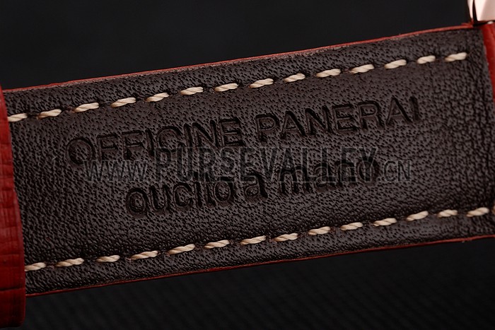 Panerai Radiomir 8 Days Chronograph Black Dial Diamond Bezel Rose Gold Case Red Leather Strap 1453797