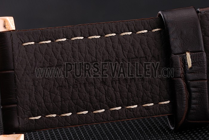 Swiss Panerai Luminor Black Dial Rose Gold Case Brown Leather Strap 1453842