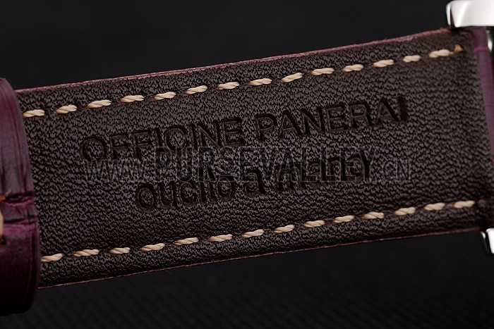 Panerai Radiomir 8 Days Chronograph Black Dial Stainless Steel Case Plum Leather Strap 1453795