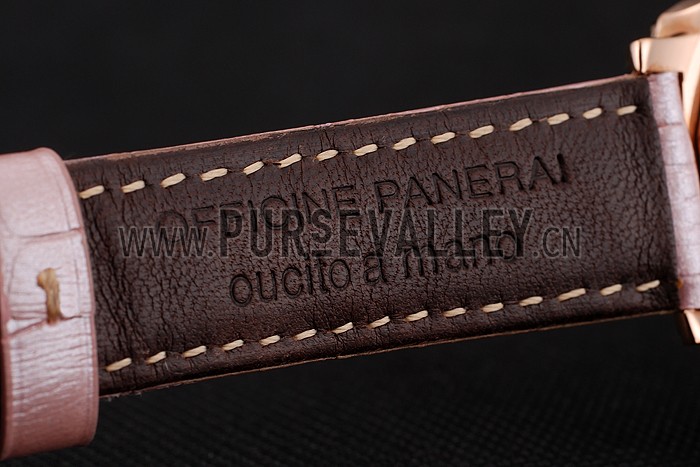 Panerai Radiomir Black Dial Diamond Bezel Rose Gold Case Pink Leather Strap 1453801